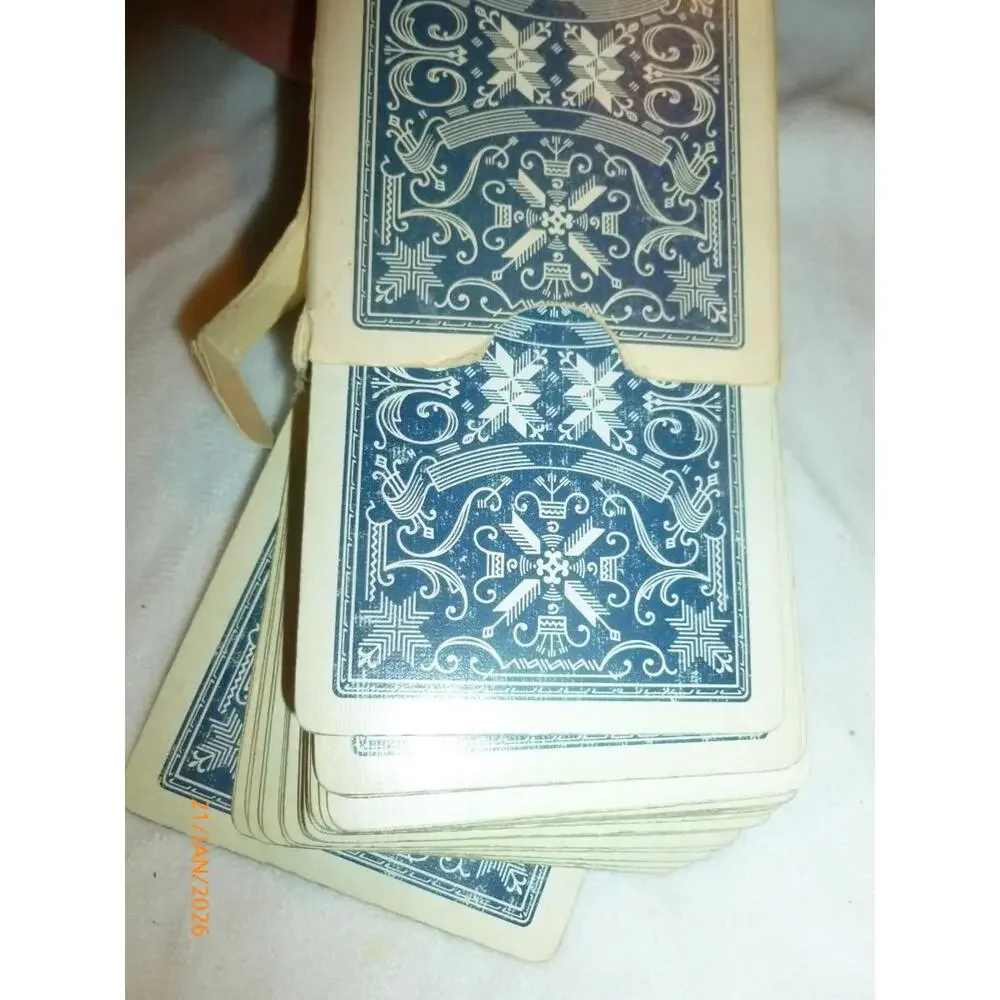 Vintage Walgreens STUD Playing‎ Cards Linen Finish Blue Jumbo Index Complete